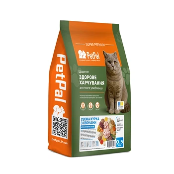 Сухой корм 500 г для Активних кошек со Свежей Курицей и Овощами PetPal