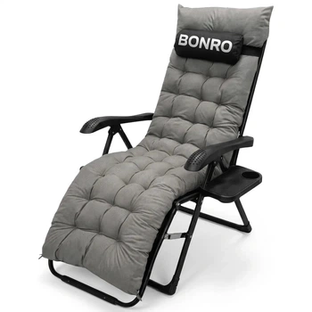 Шезлонг-кресло садовое туристическое Bonro B-06 серое + подушка + подстаканник (42401195)