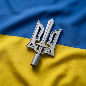 Наконечник Трезубец на флаг с мечом, верхушка для флага Серебрянный