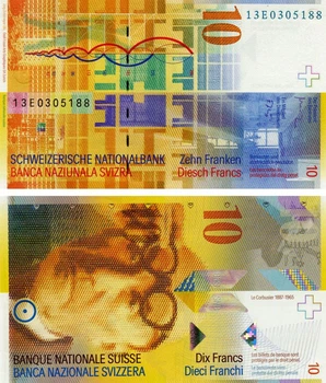 Банкнота Швейцария 10 франков 2013 UNC (P67e)
