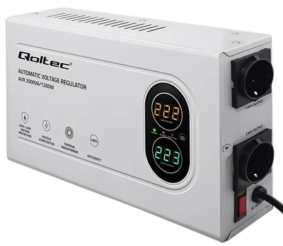 Stabilizator napięcia Qoltec automatyczny AVR 2000VA 1200W Compact (5901878504490)