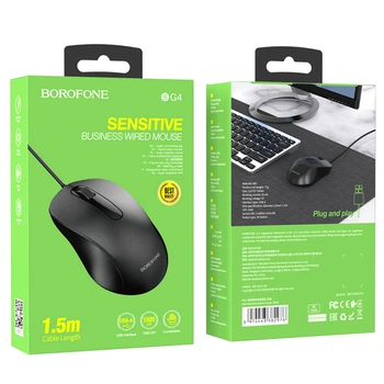 Мишка дротова Borofone BG4 Business, ЧОРНА