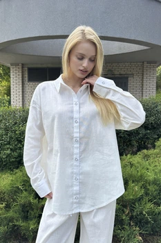 Льняная рубашка женская White XXS