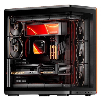 Игровой корпус Aigo Starry Dawn Display Version Black ATX для настольных компьютеров, с поддержкой водяного охлаждения 360 мм, интегрированным изогнутым стеклом, конструкцией с левым и правым отсеками, поддержкой видеокарт 5090.