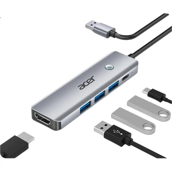 Док-станция Acer USB-HDMI для зеркального отображения экрана высокой четкости, адаптер-концентратор USB 3.0, совместимая с MacBook, компьютерами и планшетами Huawei, конвертер, Five-I