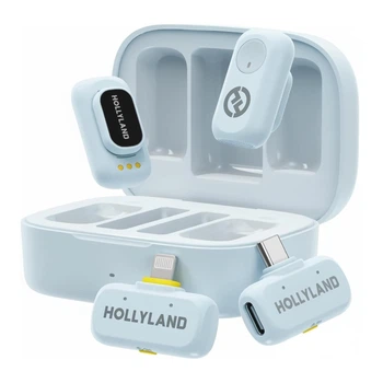 Микрофон петличный 2 шт Hollyland Lark A1 Combo синий Lightning + Type-C для iPhone/ Android із зарядним кейсом (33352021)