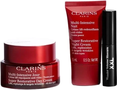 Zestaw pielęgnacyjny Clarins Super Restorative Starter Kit Krem na dzień 50 ml + Krem na noc 15 ml + Tusz do rzęs Wonder Volume XXL 3 ml (3666057413414)