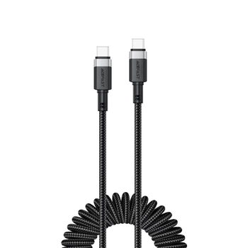 Кабель Acefast C14-03 USB-C - USB-C пружинный 480Mb/s 3A 1.2m Black (6974316283706)