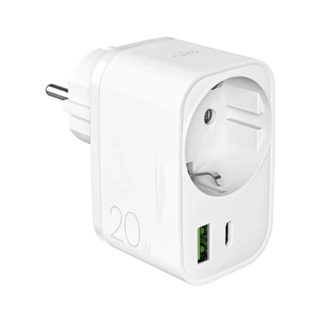 Зарядний пристрій Puro 20W Power Delivery з вилкою і розеткою Schuko 1x USB-C + 1x USB-A White (8018417500275)