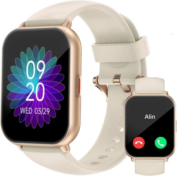 Умные часы RUIMEN Smart Watch с функцией звонков (Экран 1.85", Фитнес-трекер, 2 ремешка в комплекте, Цвет: Молочно-белый