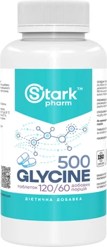 Глицин Stark Pharm Glycine Mega tabs 500 мг 120 таблеток (6734) (4829888052989)