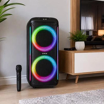 Напольная акустическая колонка ZXX 100 Вт Bluetooth с микрофоном караоке FM USB TF AUX RGB TWS 2 динамика 6.5" (4О55)
