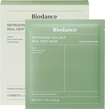 Набір масок для обличчя Biodance Refreshing Sea Kelp Real Deep заспокійливі 4х34 г (8809891184576)