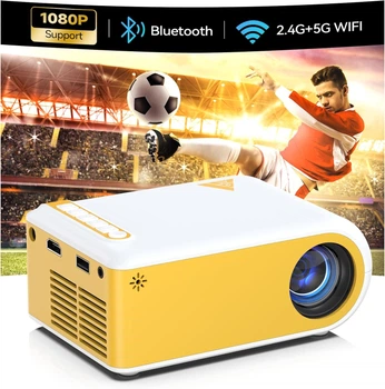 Портативный беспроводной мини-проектор KHQ VF210, Full HD 1080P с WiFi, Bluetooth 5.2 и встроенным динамиком, домашний кинотеатр, кинопроектор, мультимедийный проектор