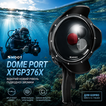 Подводный купол-бленда SHOOT Dome Port XTGP376X со сменными фильтрами и макролинзой для экшн-камер GoPro Hero 5, 6, 7 Black