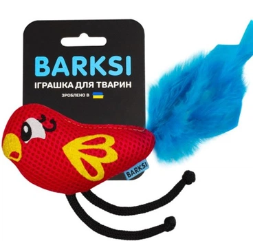 Игрушка для кошек Barksi Дентал с колокольчиком и перьями Попугай красный (2007033078547)