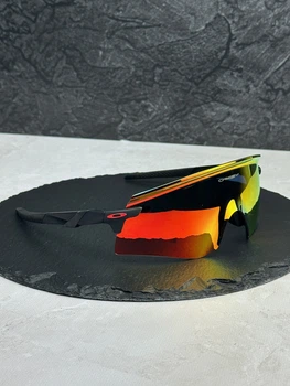 Солнцезащитные очки Oakley Encoder черные спортивные с зеркальной линзой Prizm Ruby, вело бег, мужские,