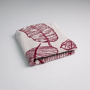 Махровое полотенце с рисунком перо GM Textile 50х90см 400г/м2 (Красный)