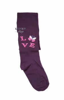Фіолетові бавовняні колготки з написом Love 128-134см Master Step KidStep 5003