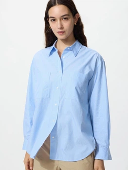 Рубашка хлопковая оверсайз женская Uniqlo 200584485 XL Голубая (1159864513)
