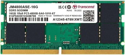 Оперативна пам'ять Transcend SODIMM DDR5-4800 16384 MB PC5-38400 (JM4800ASE-16G)