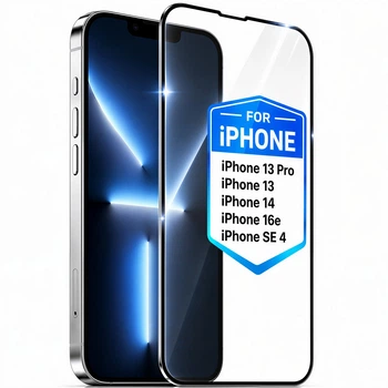 Захисне скло на iphone 13 pro iPhone 13 iPhone 14 iPhone 16e iPhone SE 4 Захисне скло для айфон 13 про/13/14/16е/SE 4 на весь екран 9D Shieldy