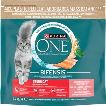 Сухий корм Purina One Sterilcat з лососем для дорослих стерилізованих котів 1.4 кг (8445291795020)