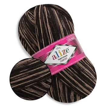 Alize Superwash, №7678 - тонкая тёплая пряжа для носков и аксессуаров, 100 г / 420 м, 75% шерсть Superwash / 25% полиамид, Ализе Супервош