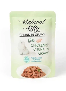 Влажный корм Natural Kitty для кошек с курицей, тунцом и куриной печенью в соусе 12 шт х 85 г