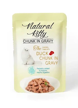 Влажный корм Natural Kitty для кошек с курицей, тунцом, уткой и печенью в соусе 85 г