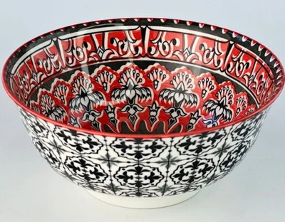 Салатник 900 мл, сіро-червоний, 18x8 см «Тригір'я»