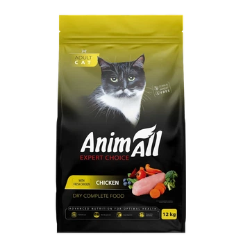 Полнорационный сухой корм AnimAll для взрослых кошек, со свежей курицей, 12 кг (5902706511611)