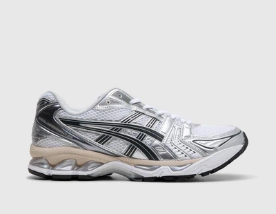 Мужские кроссовки ASICS GEL-KAYANO 14 Асиксы белые серебристые | Беговые кроссовки с амортизацией GEL размер 46