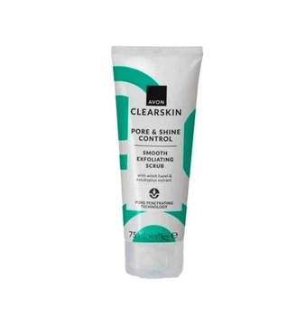 Відлущувальний скраб для обличчя Avon CLEARSKIN Pore & Shine Control Smooth Exfoliating Scrub з екстрактами гамамелісу і евкаліпта Зменшення пор і блиску 75 мл