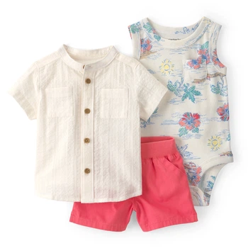 Комплект Carter's 3в1 боди, рубашка, шорты для мальчика 76-81 см (1U638410_18M)
