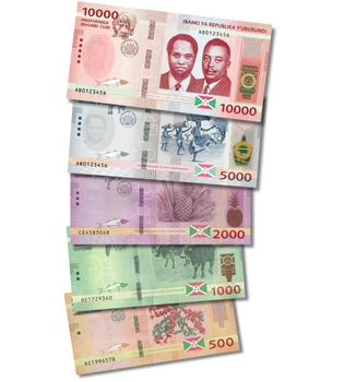 Набір 5 банкнот 500, 1000, 2000, 5000, 10000 франків Бурунді 2018 - 2022 рік UNC