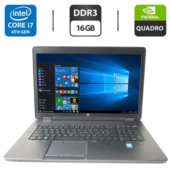 Мобильная рабочая станция HP ZBook 17 G1 / 17.3" (1600x900) TN / Intel Core i7-4700MQ (4 (8) ядра по 2.4 - 3.4 GHz) / 16 GB DDR3 / 200 GB SSD + 500 GB HDD / nVidia Quadro K610M, 1 GB GDDR5, 64-bit / WebCam / DVD-ROM б/у
