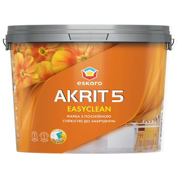 Фарба миюча Eskaro Akrit 5 Easyclean для стін і стель матова 9,5 л
