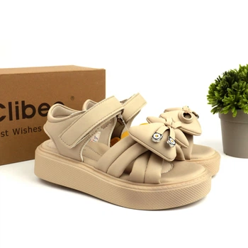 Босоножки для девочки с бантиком Clibee (ZC178-4 khaki) Размер 32, 20.5 см