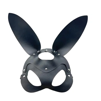 Маска Зайчик Playboy из эко-кожи с металлическими элементами, регулируемый размер, чёрный