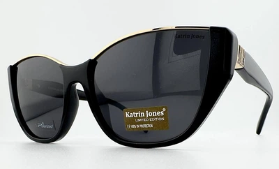 Женские Солнцезащитные Очки KATRIN JONES KJ0954 Col.001-P1 Polarized, Черные Кошачий Глаз с Поляризацией
