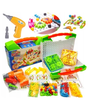 Дитячий конструктор-мозаїка Portable Platter із шуруповертом, 254 деталі