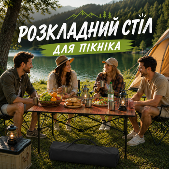 Раскладной стол для пикника с чехлом 120×55×50 см