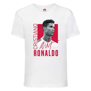 Футболка детская Футбол Криштиану Роналду (Ronaldo 008) белая 128 см