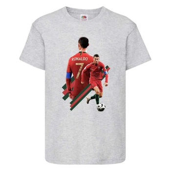 Футболка детская Футбол Криштиану Роналду (Ronaldo 005) серая 128 см