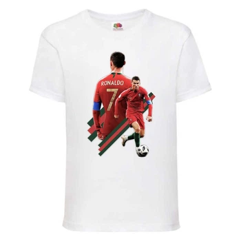 Футболка детская Футбол Криштиану Роналду (Ronaldo 005) белая 128 см