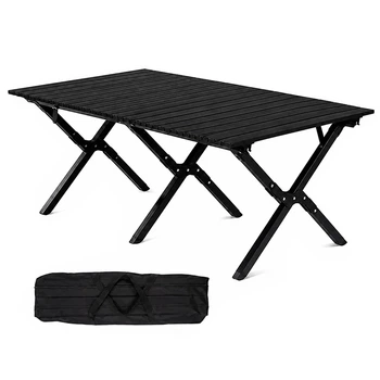 Стол туристический складной Lesko S5433 140*65*50 см Black для пикника кемпинга раскладной на природу