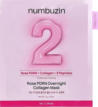 Маска для обличчя нічна з трояндою Numbuzin No.2 Rose PDRN Overnight Collagen Mask 37 г