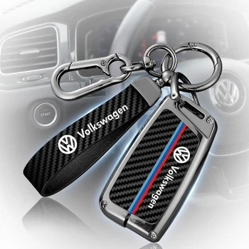 Чохол ключа Volkswagen (карбон, пласка форма) + ремінець + брелок
