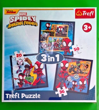 Пазли 3 в 1 Marvel Команда Спайді та динозаври Trefl 34892